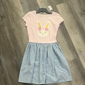 The Children's Place Pink Top Blue Skirt Bunny Floral Dress